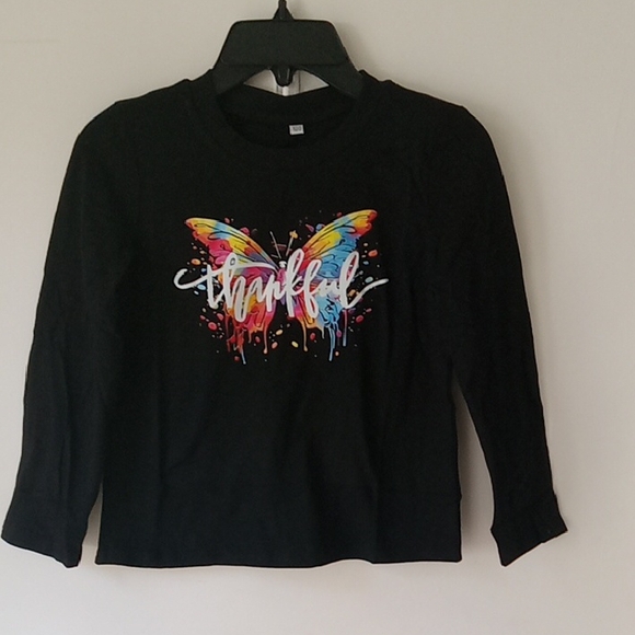 Other - Black Butterfly Thankful Long Sleeve Girls Shirt Colorful